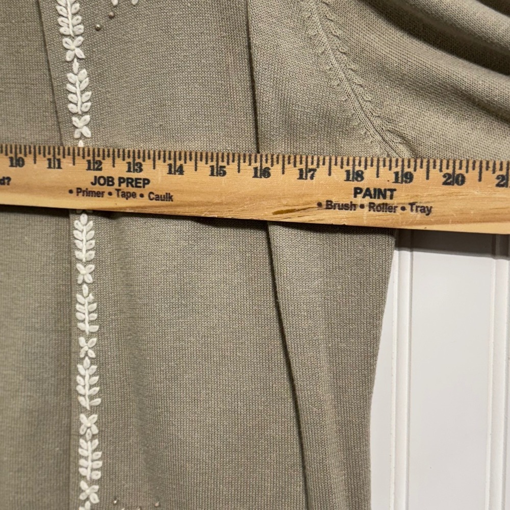 Claudia D. L Vintage 2000 Embroidered Beaded Cardigan Tan Khaki Academinc Boho View 5